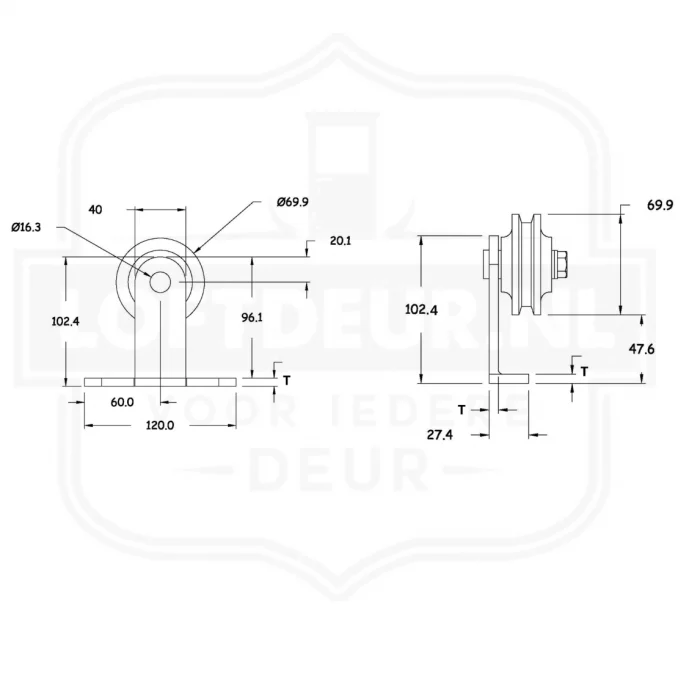Schuifdeursysteem Bovenop 200cm pakket (2-delig) - Afbeelding 5