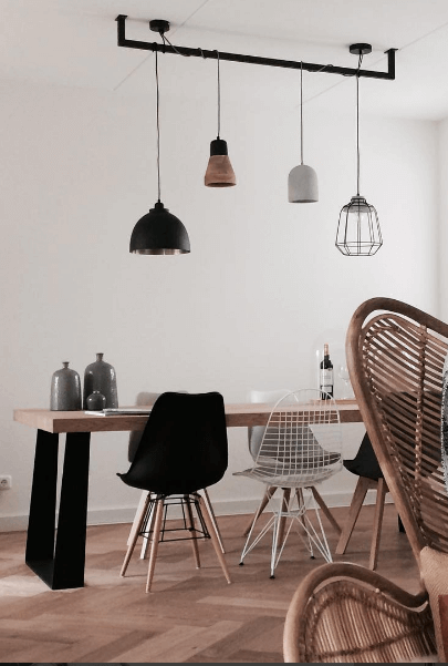 Industriële keuken lamp met edison lampen lightbar