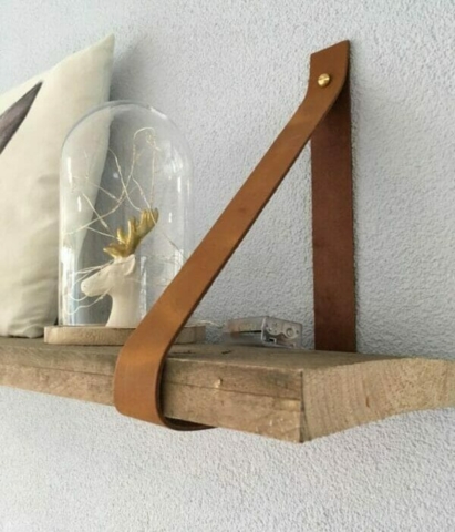 Cognac leren plankdragers