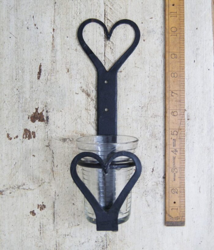 Kaarsenhouder Hart Zwart Inclusief Glas 25 cm