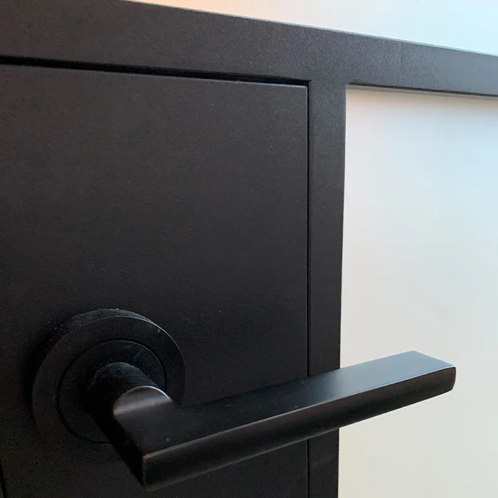 Stalen scharnierdeur met klink rechtsdraaiend helder glas 231,5x93 - Afbeelding 2