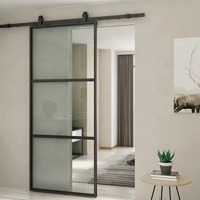 Stalen schuifdeur Smartline 3-vaks helder glas 235x100 - Afbeelding 2