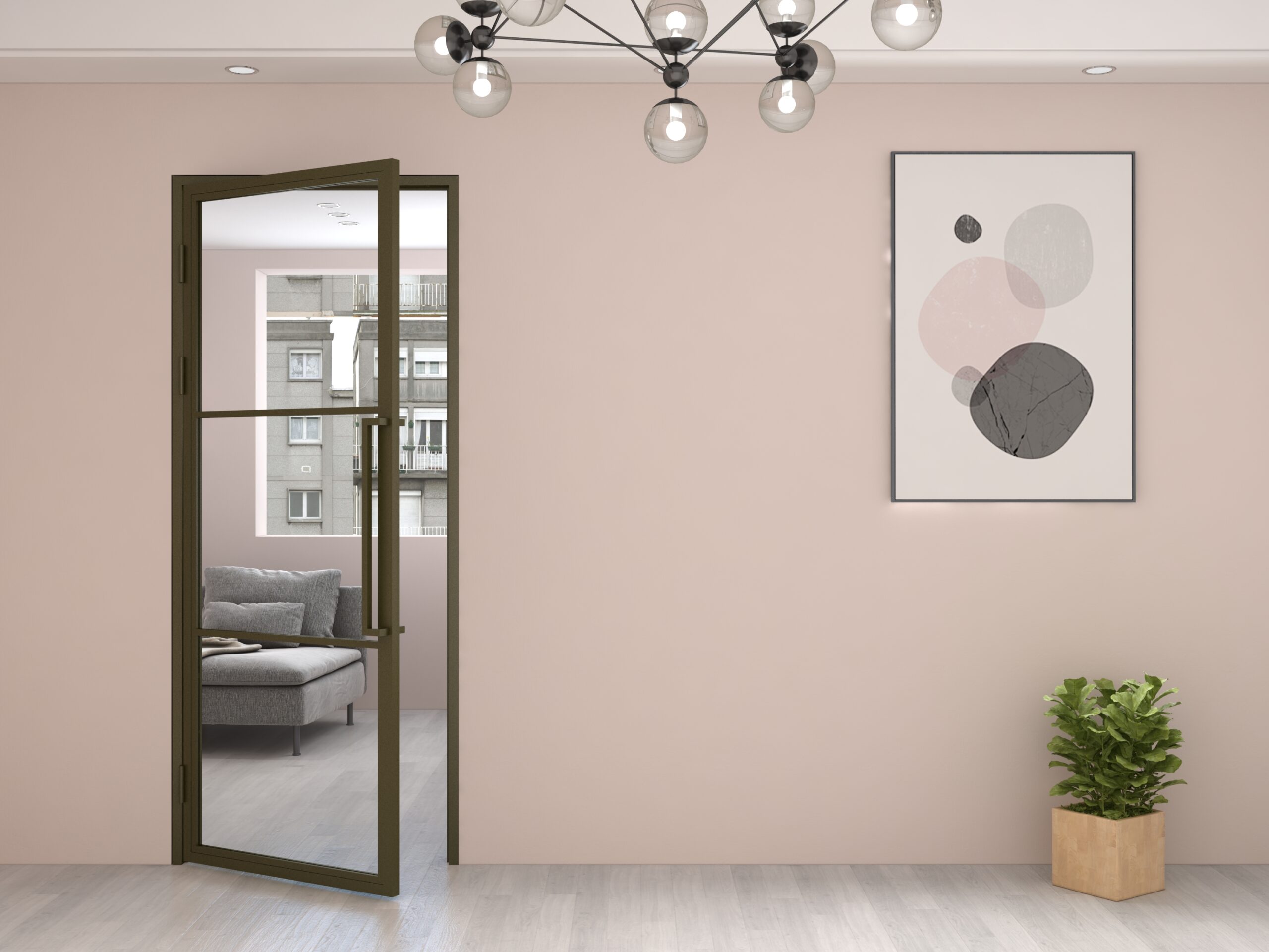 Stalen scharnierdeur Smartline linksdraaiend helder glas 211,5x83 C33 Metallic Brons