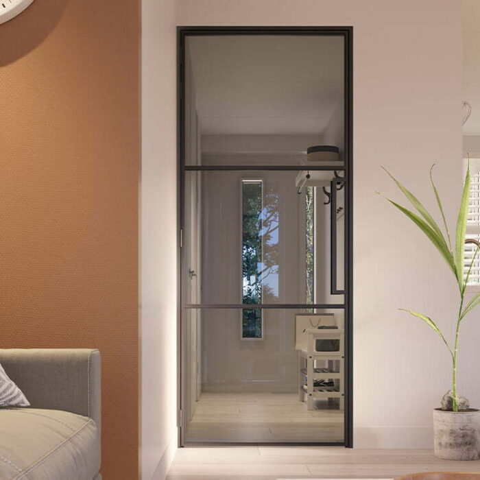 Stalen scharnierdeur Slimline 3-vaks magneetsluiting linksdraaiend rookglas - Afbeelding 3