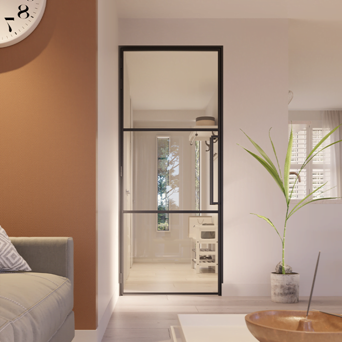 Stalen scharnierdeur Slimline 3-vaks magneetsluiting linksdraaiend helder glas - Afbeelding 6