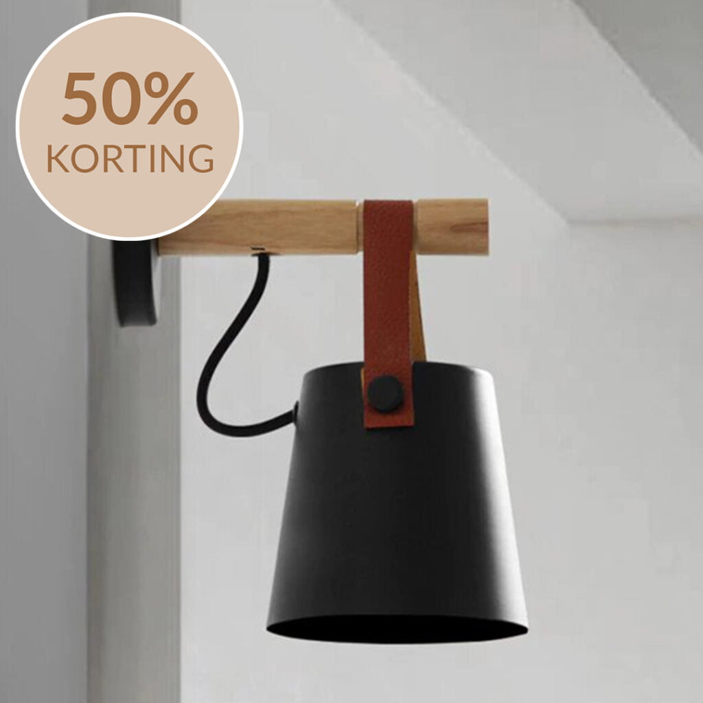 Nordic wandlamp zwart met 50% korting bij Loftdeur.nl