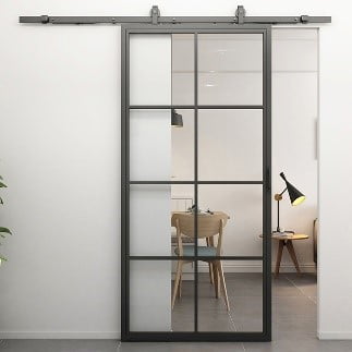 Stalen Schuifdeur 8-vaks met helder glas - stalen binnendeuren met glas van Loftdeur.nl