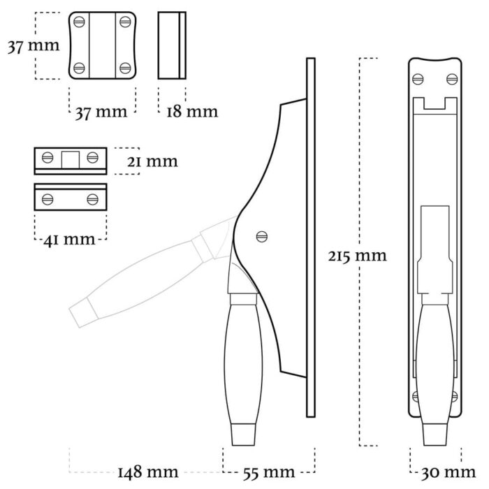 Deur Espagnolet Klassiek met stangenset 2x150cm zwart - Afbeelding 3