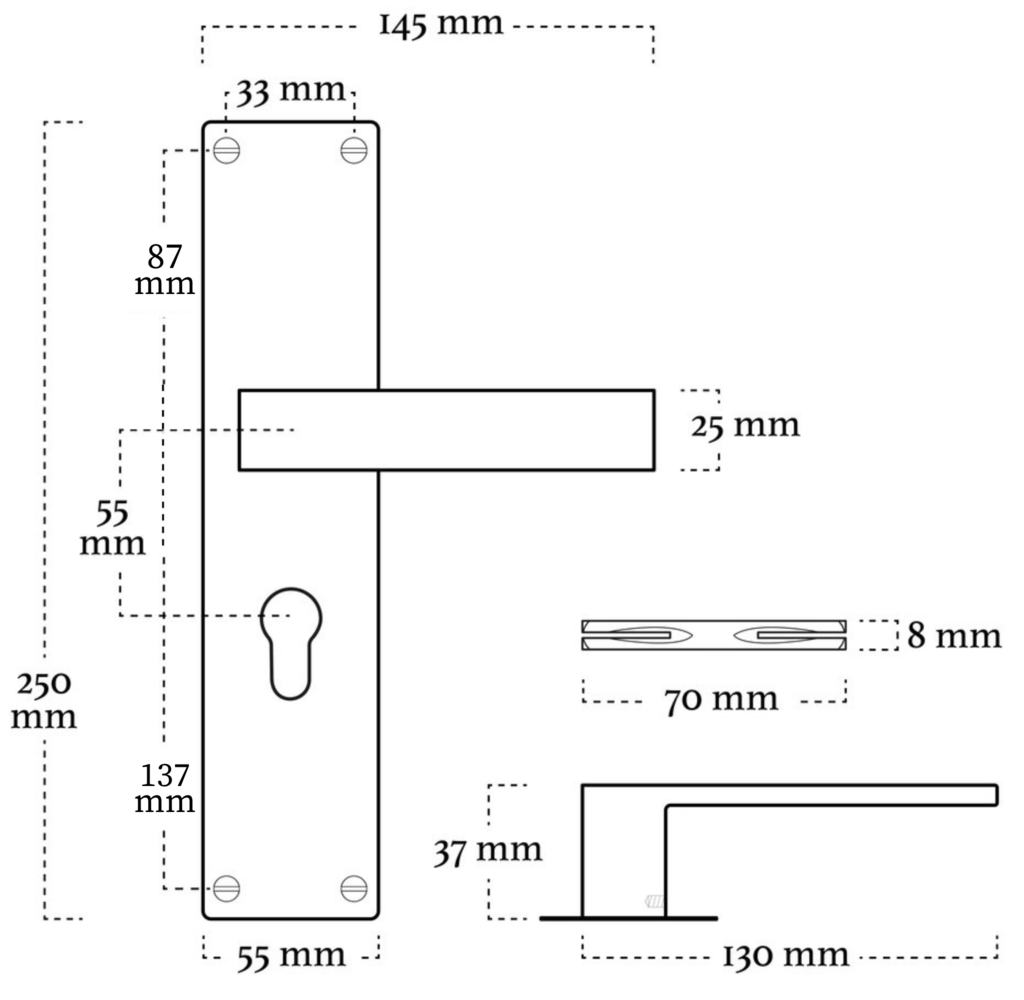 Deurbeslag set Lusso met cilindergat en cilinder dag-en nacht slot - Afbeelding 3