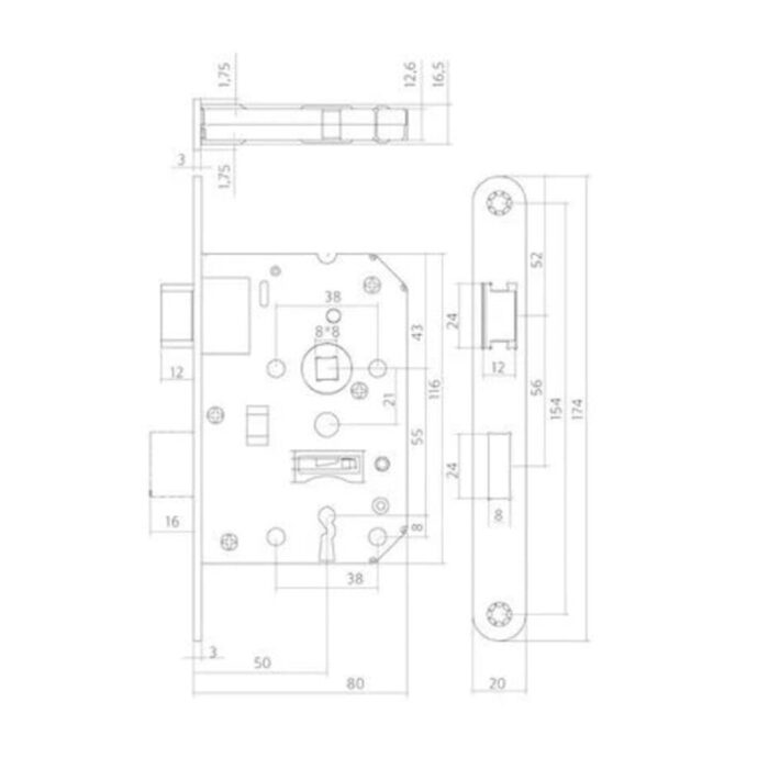 Deurbeslag set met slot, sleutelrozet en deurklink Modern geveerd zwart - Afbeelding 5