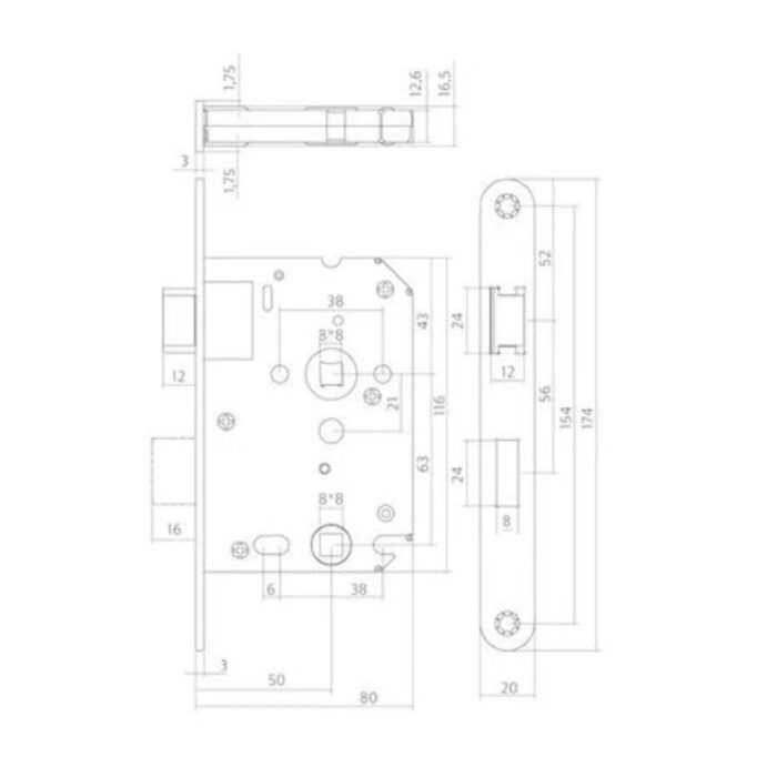 Deurbeslag set met WC-slot en deurklink Modern geveerd zwart - Afbeelding 5