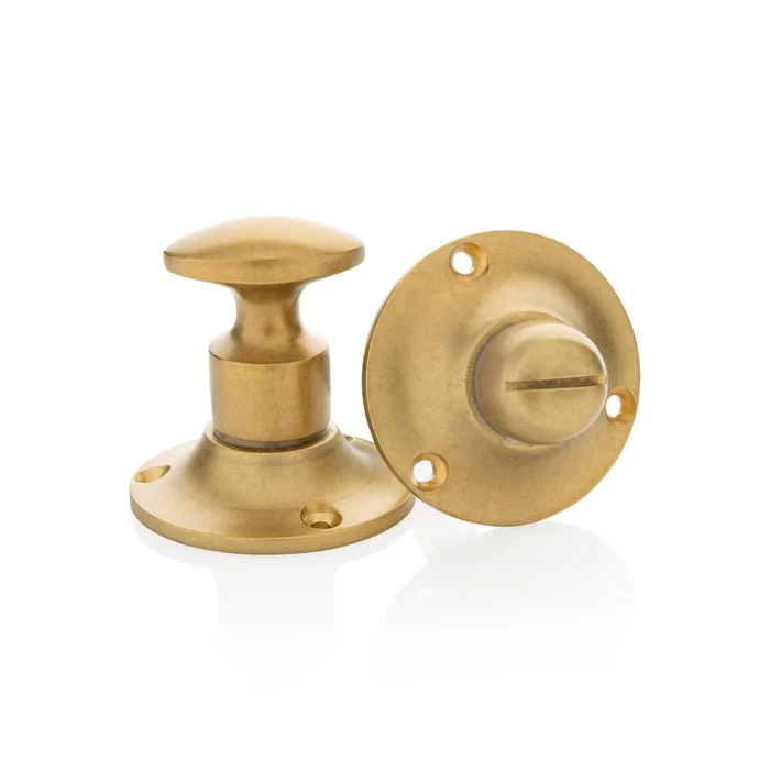 WC Slot Draaiknop messing getrommeld op rond rozet - Afbeelding 2