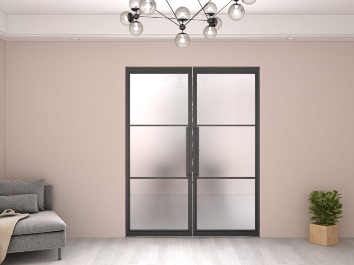 Maatwerk dubbele stalen taatsdeur Smartline mat glas