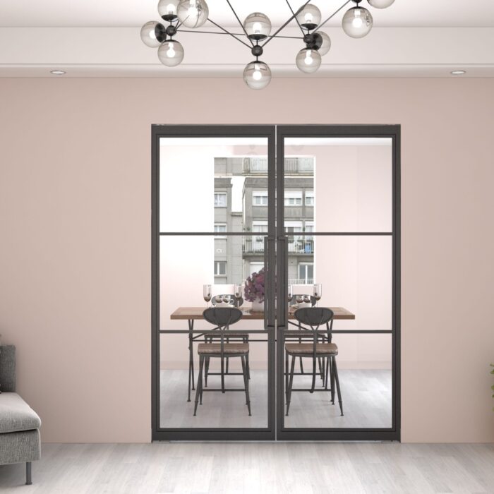 Maatwerk dubbele stalen taatsdeur Smartline helder glas