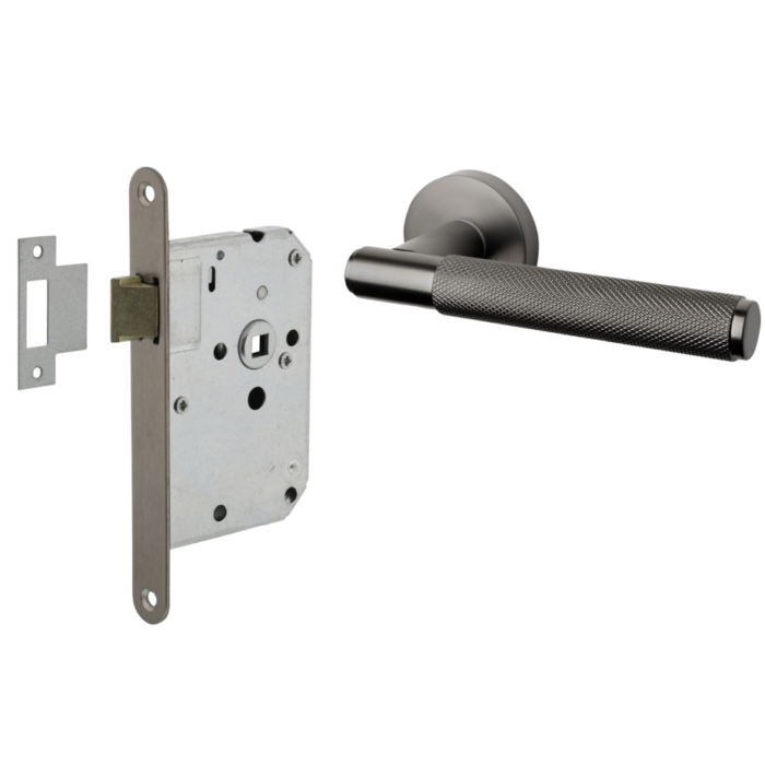 Deurbeslag set loopslot en deurklink Luxor antraciet grijs