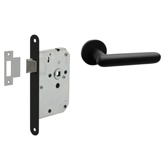 Deurbeslag set loopslot en deurklink Rinnovo zwart