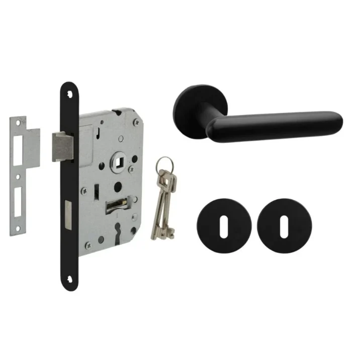Deurbeslag set met sleutelrozet en deurklink Rinnovo zwart