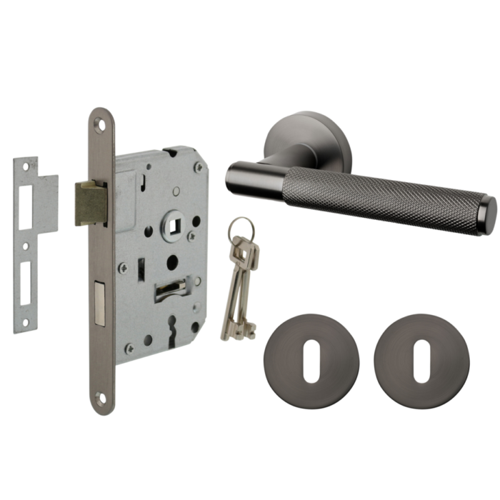 Deurbeslag set met sleutelrozet en deurklink Luxor antraciet grijs