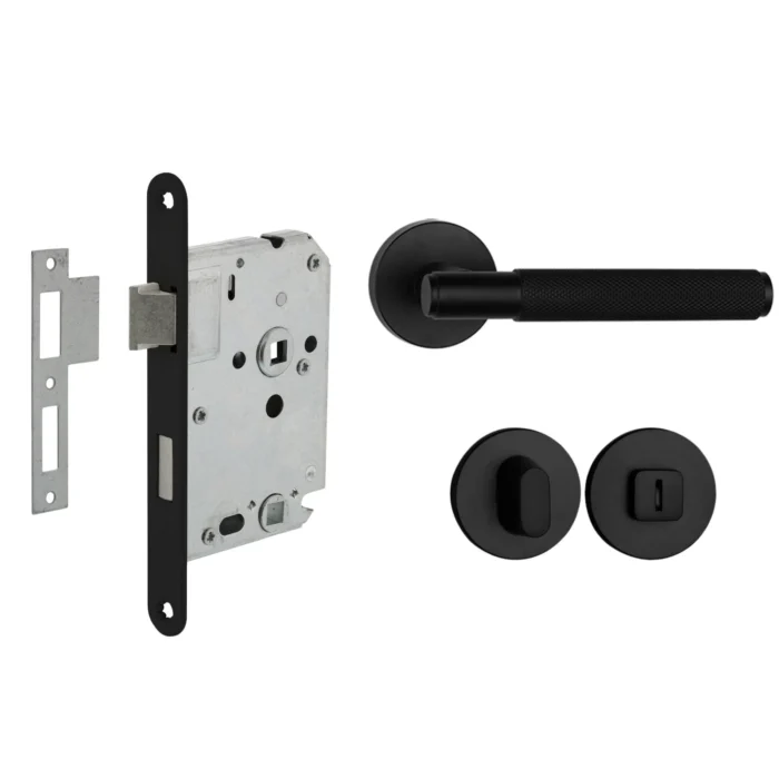 DeDeurbeslag set met WC-slot en deurklink Luxor mat zwart