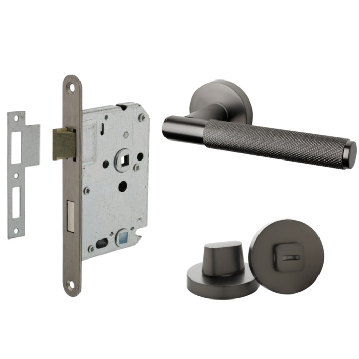 Deurbeslag set met WC-slot en deurklink Luxor antraciet grijs