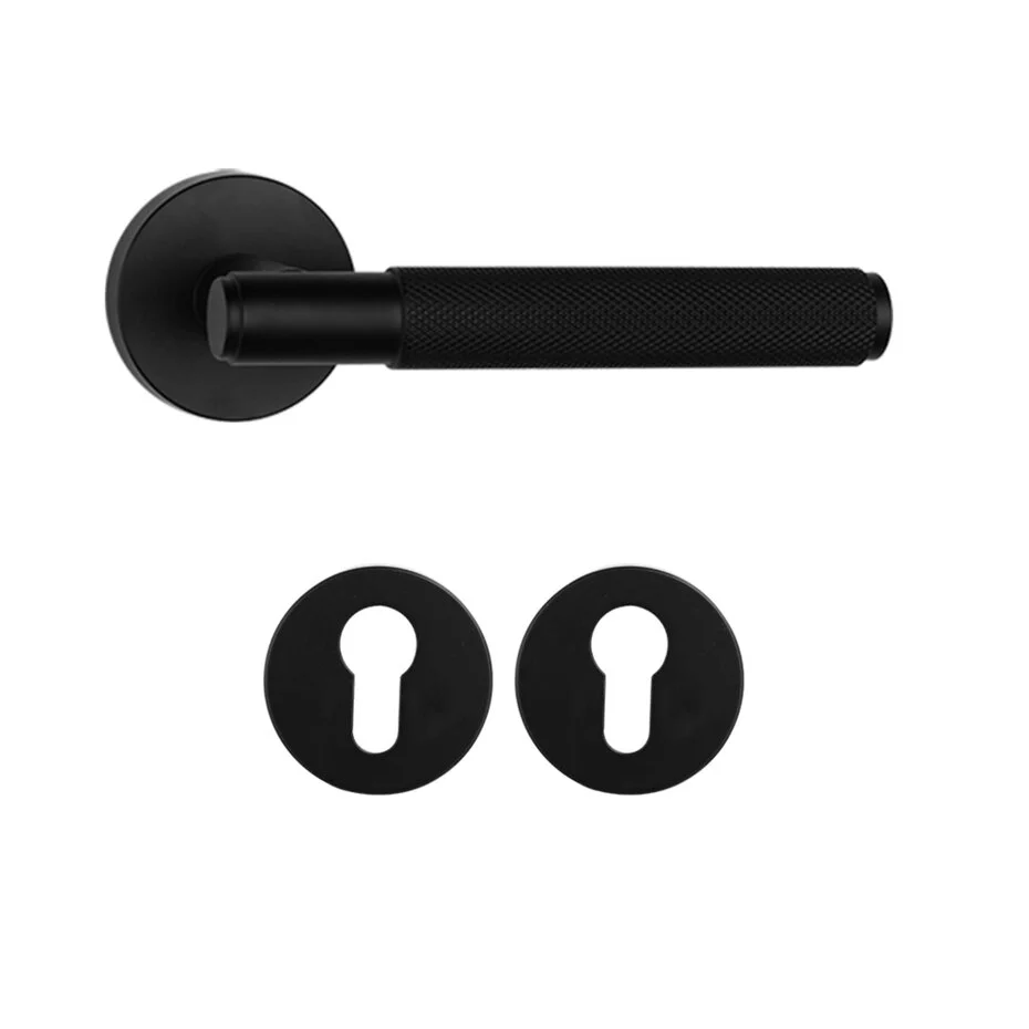 Deurklink Luxor mat zwart met cilinderrozet
