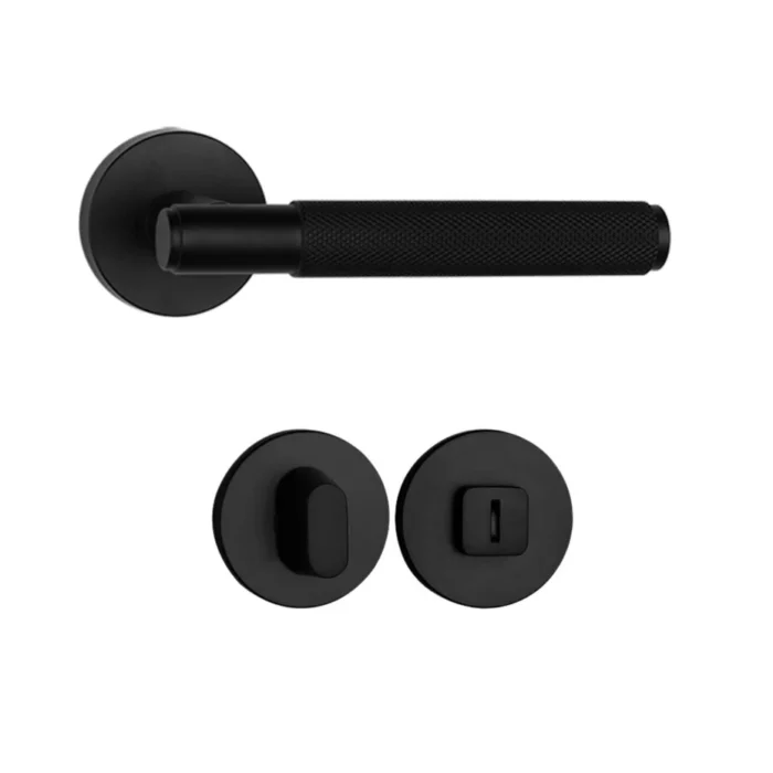 Deurklink Luxor mat zwart met WC slot