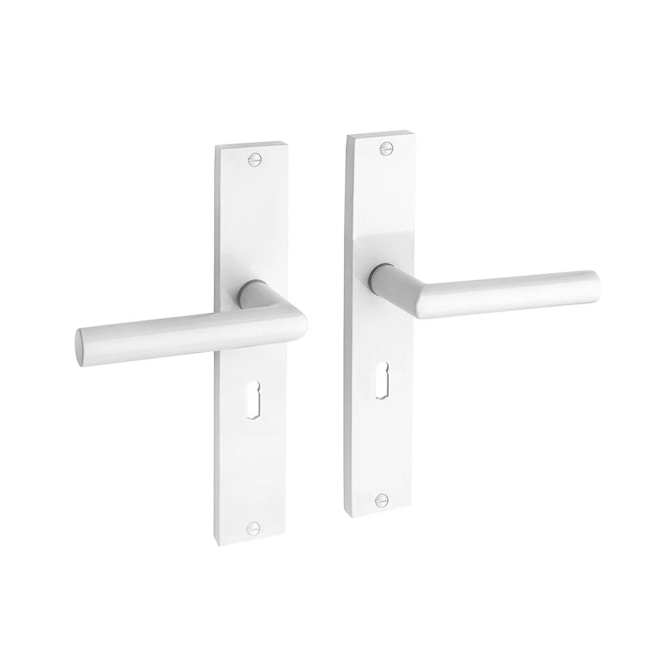 Deurklink Ferro geveerd op schild sleutelgat 55mm wit