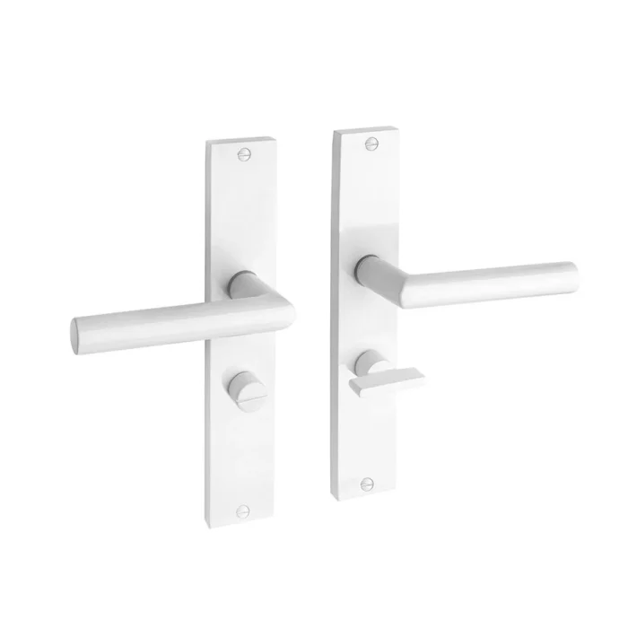 Deurklink Ferro geveerd op schild wc 63/8 wit