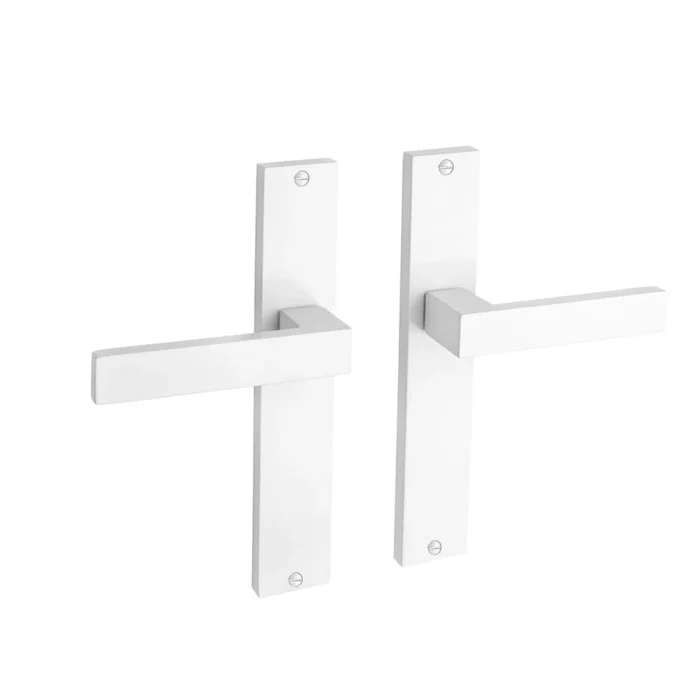 Deurklink Geveerde Lusso met schild wit